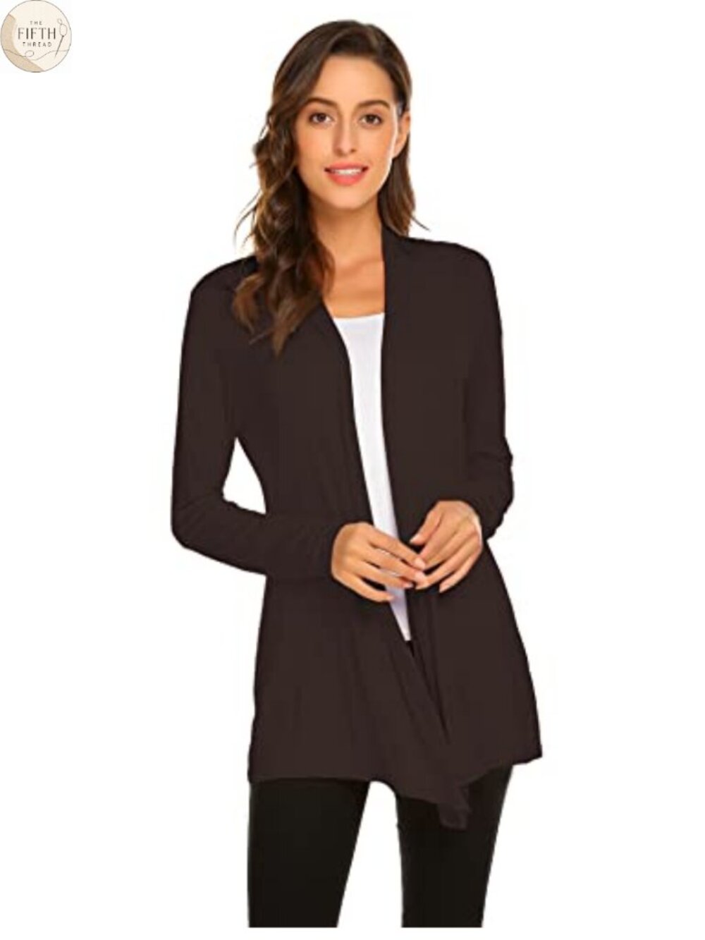 Lightweight Knit Open Front Cardigan Soft Viscose Long Sleeve